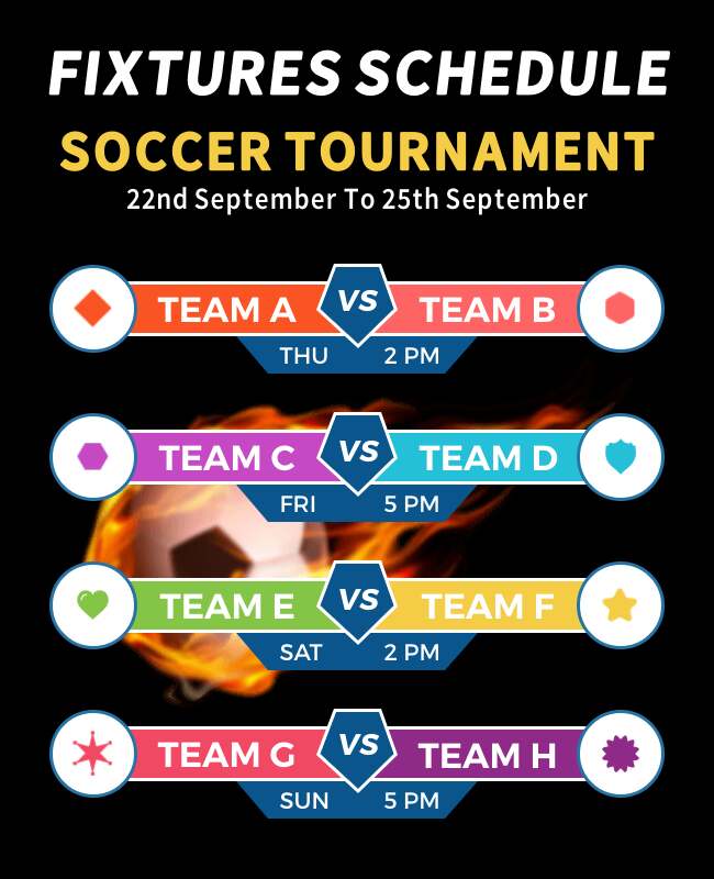 Fixtures Soccer Tournament Schedule Flyer Template