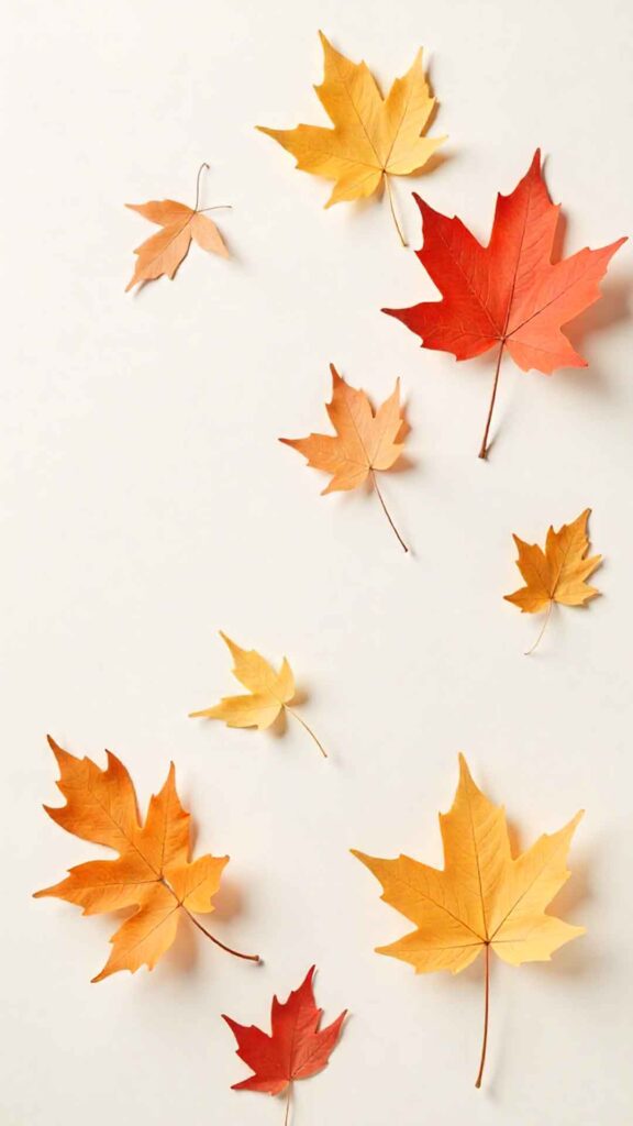 Flat Lay Of Autumn Leaves Background