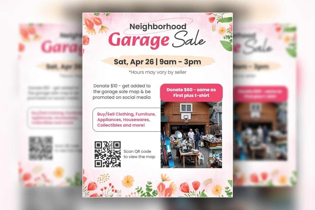 Floral Neighborhood Garage Sale Flyer Template