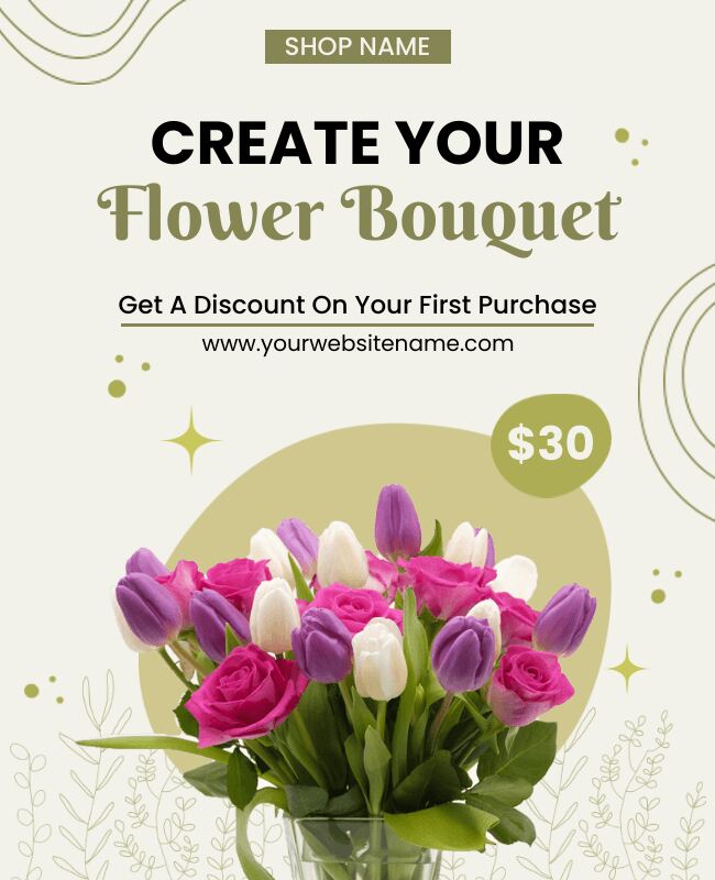 Flyer highlighting special flower bouquets for various occasions.