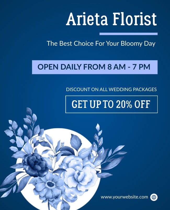 Discount flyer for florists, showcasing flower sale promotions.