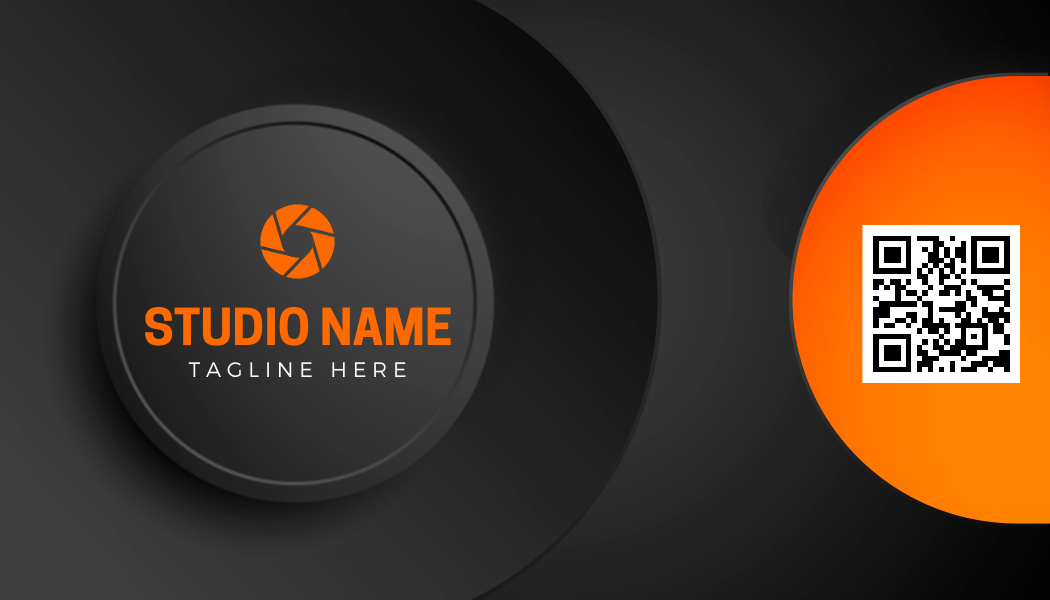 Flush Orange and Nero Black Photography Business Card Front