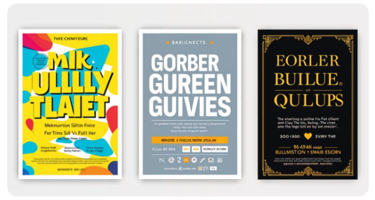 strategic use of fonts and colors showcasing in different 3 flyers.