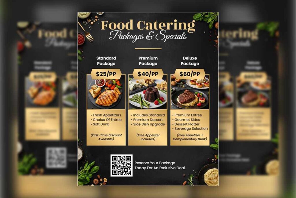 Food Catering Packages and Specials Promotional Flyer Template