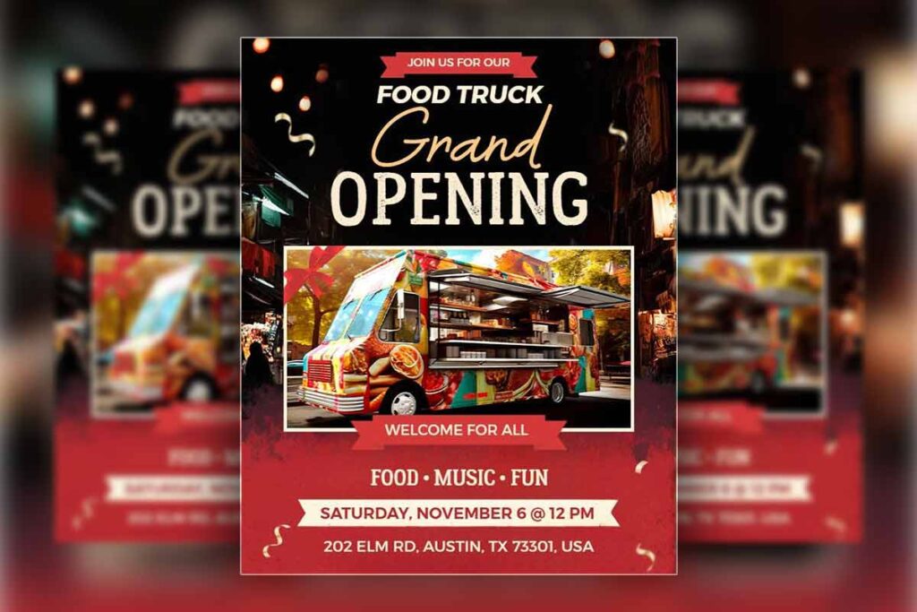 Food Truck Grand Opening Event Flyer Template
