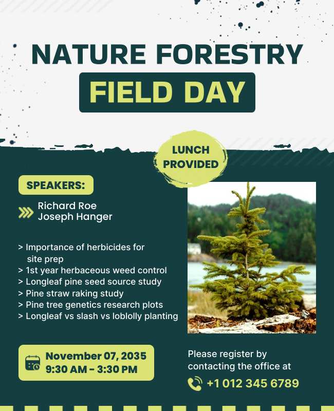 Nature-themed field day flyer with earthy tones and outdoor elements