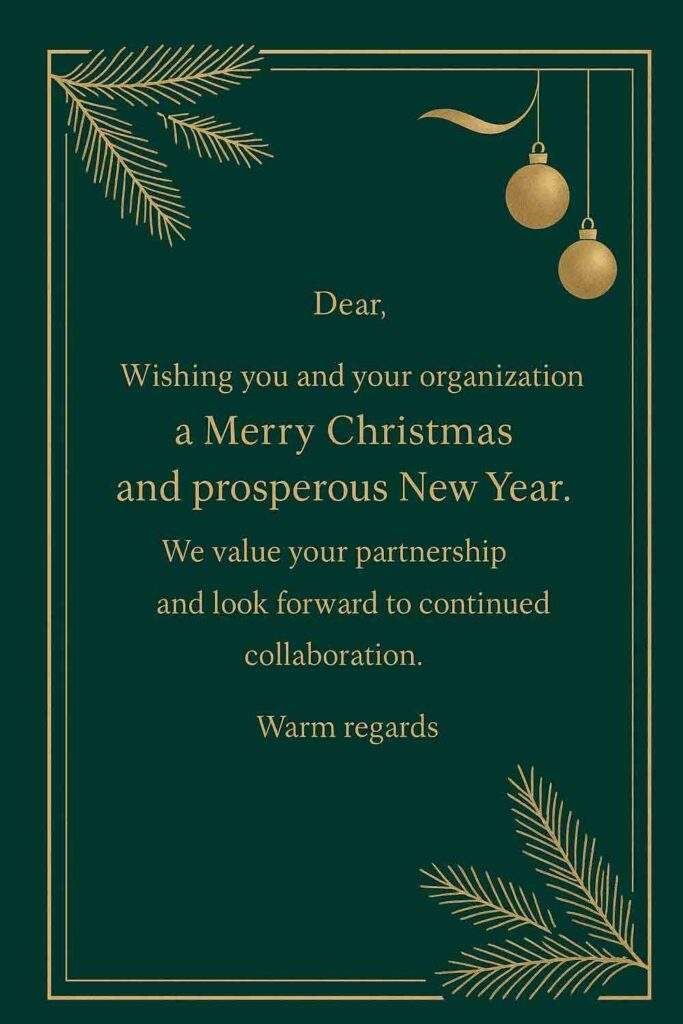 Formal Christmas Message for Client