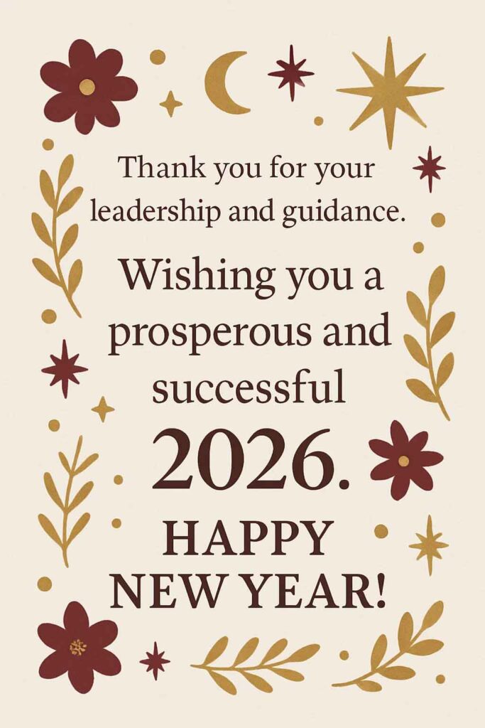 Formal Happy New Year Wish For Leadership Appreciation Image