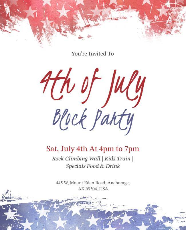 Fourth Of July Block Party Invitation