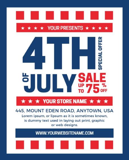Fourth of July business sale promotion poster