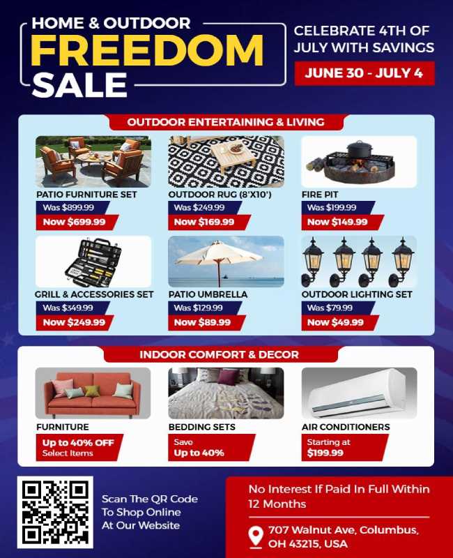 Fourth Of July Home And Outdoor Freedom Sale Template