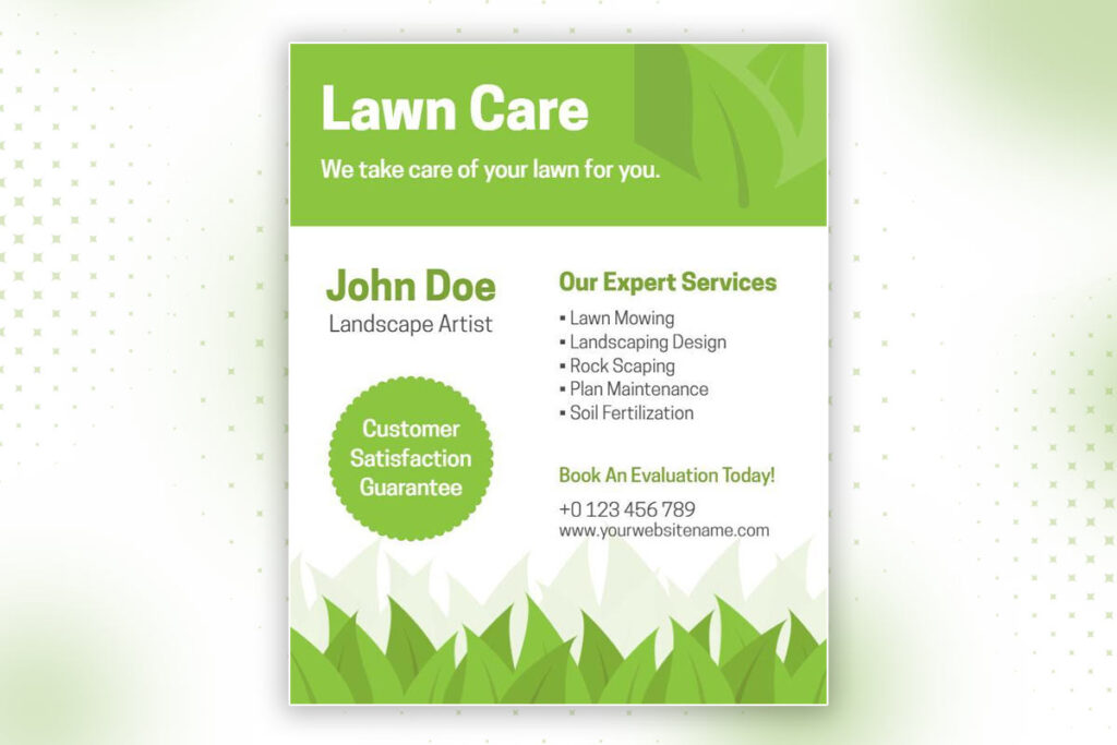 Fresh Green Lawn Care And Maintenance Service Flyer Template
