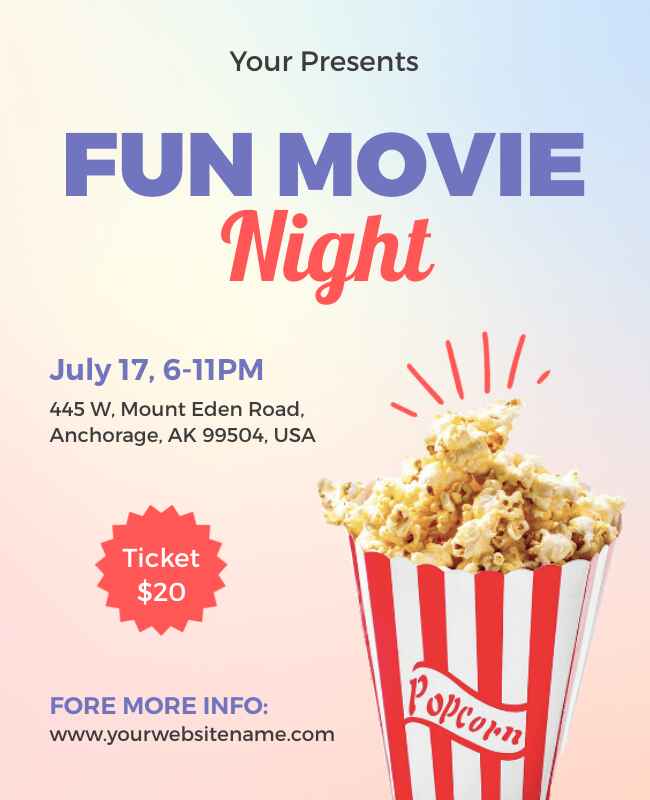 Gradient Fun Movie Night Flyer Template