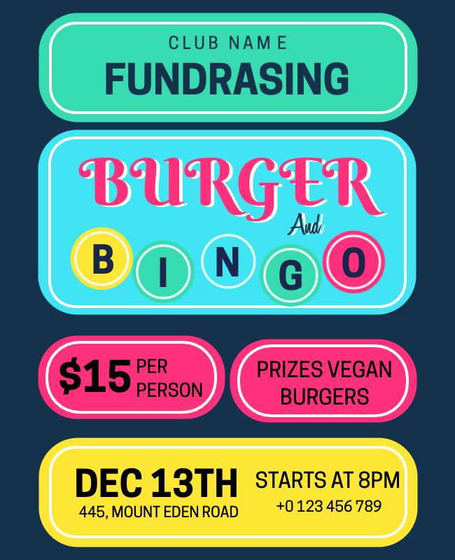 Fundraising Burger Bingo Flyer Template