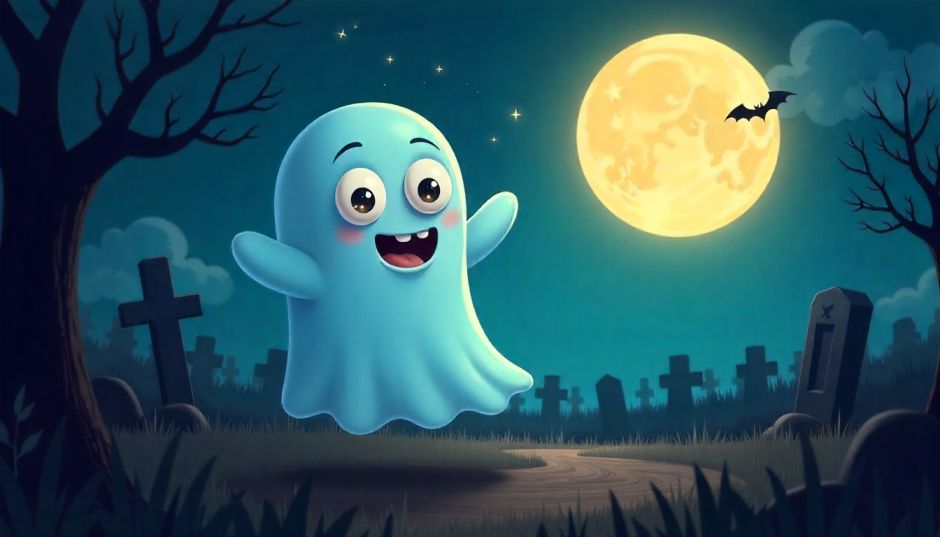 funny and friendly ghost illustration