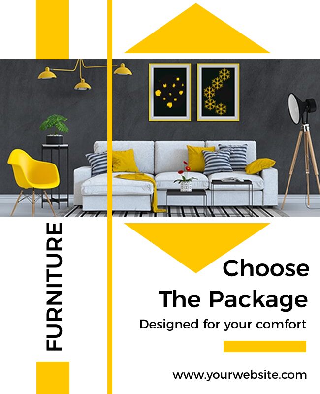 Furniture flyer promoting cozy and stylish home comfort.