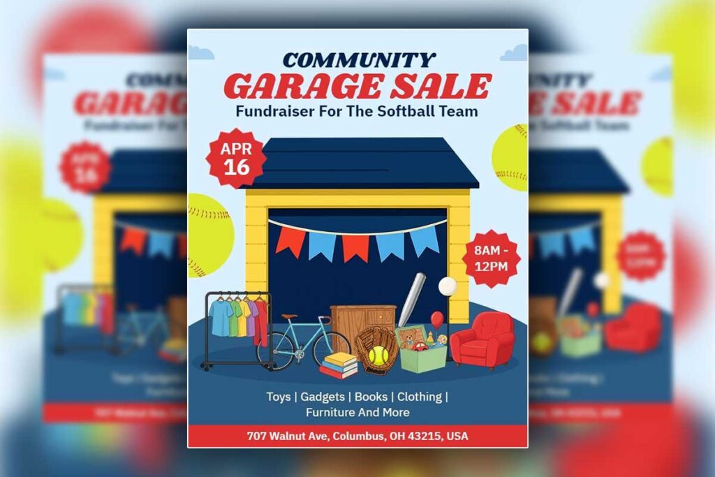 Garage Sale for Softball Fundraiser Flyer Template
