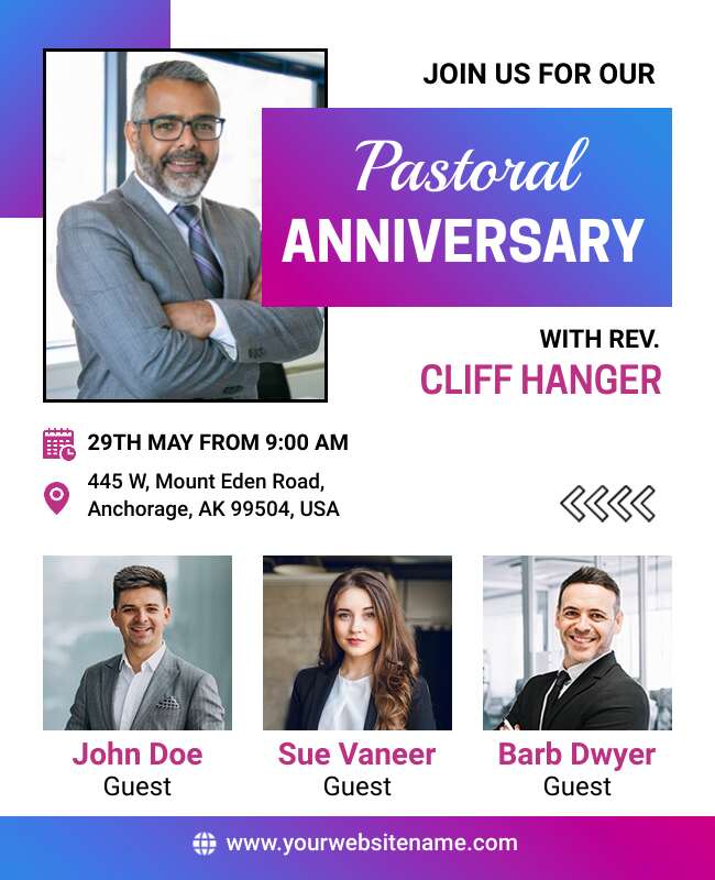 Grid Layout Church Pastoral Anniversary Celebration Flyer Template