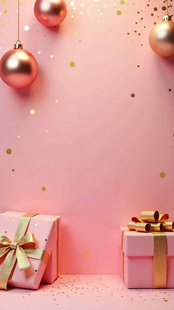 Glamorous Pink And Gold Holiday Theme Wallpaper