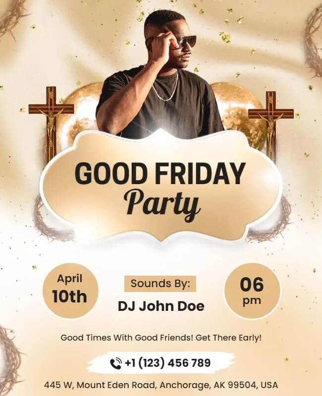 Good Friday Party Flyer with Vibrant Colors and Modern Layout