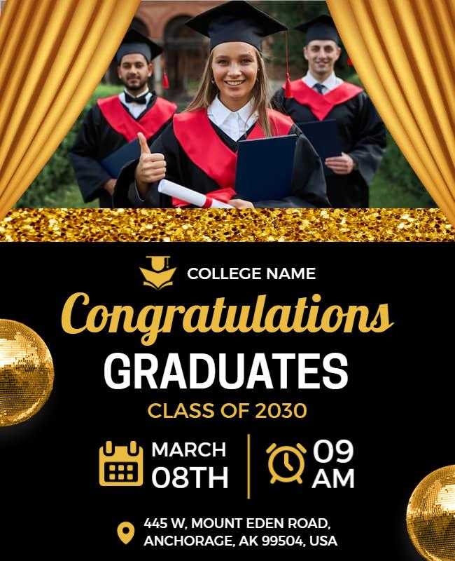 Elegant graduation ceremony flyer with celebratory design