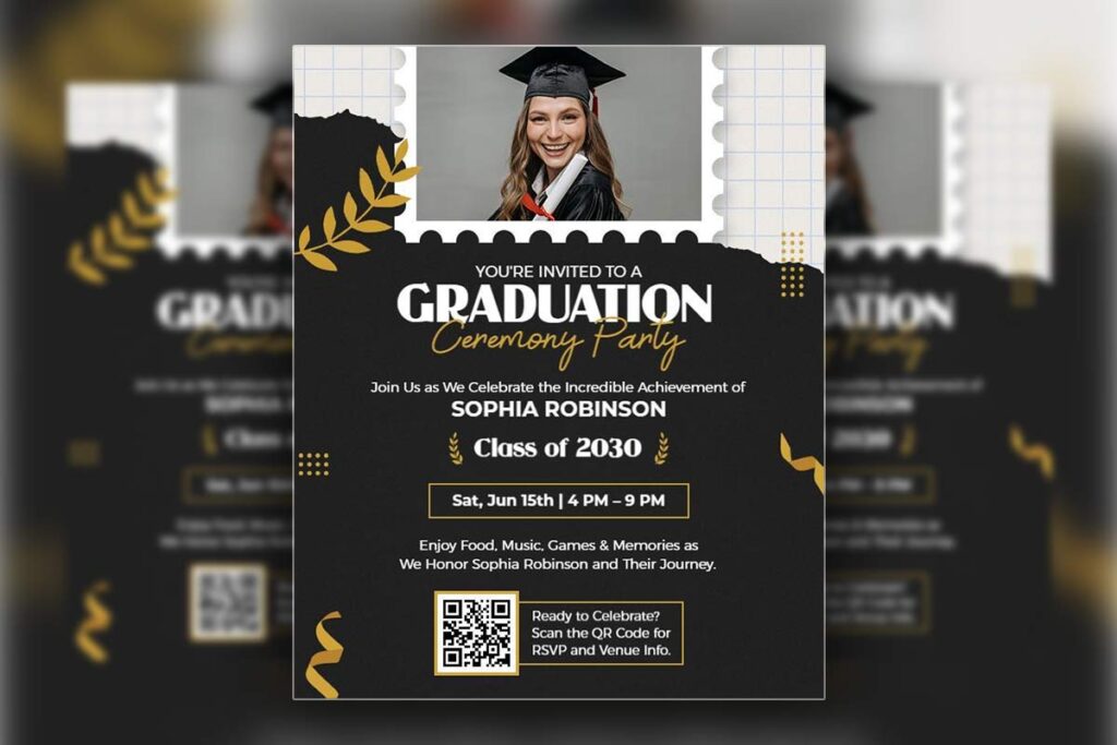Graduation Ceremony Party Invitation Flyer Template