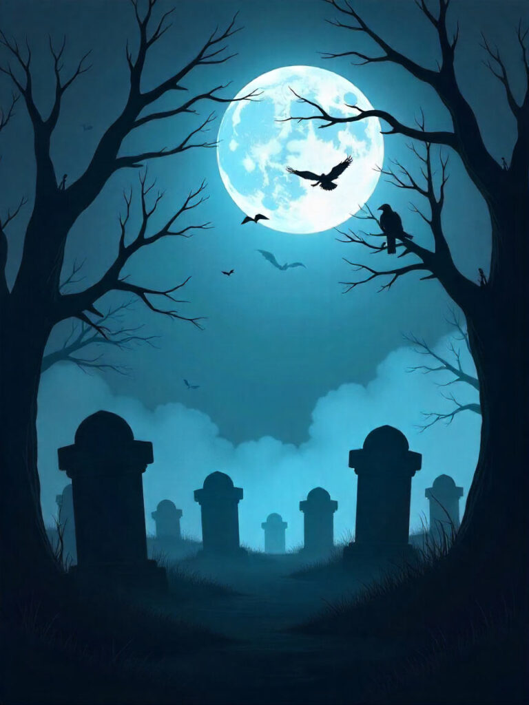 Graveyard At Night Poster Background