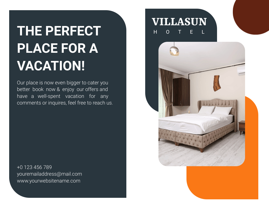 Gray Motel Hotel Brochure Template
