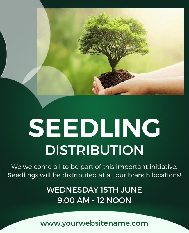 Informative flyer showcasing seedling varieties and distribution details