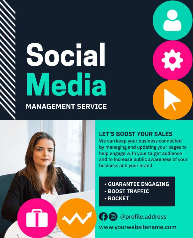 Grid Layout Social Media Marketing Service Flyer Template