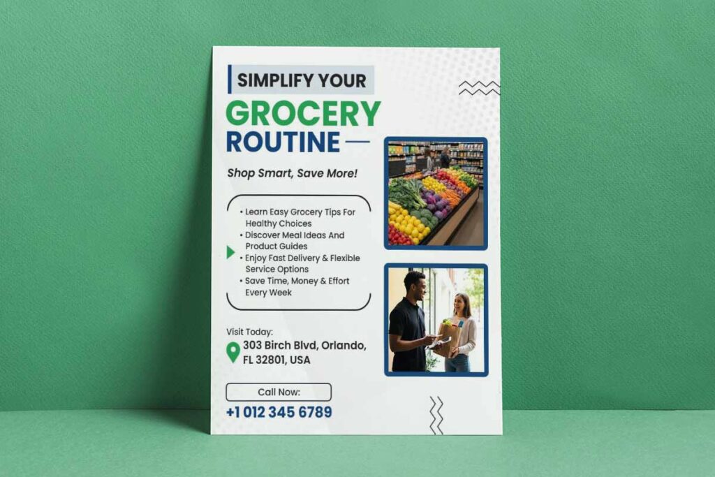 Grocery Shopping Tips and Delivery Service Flyer Template