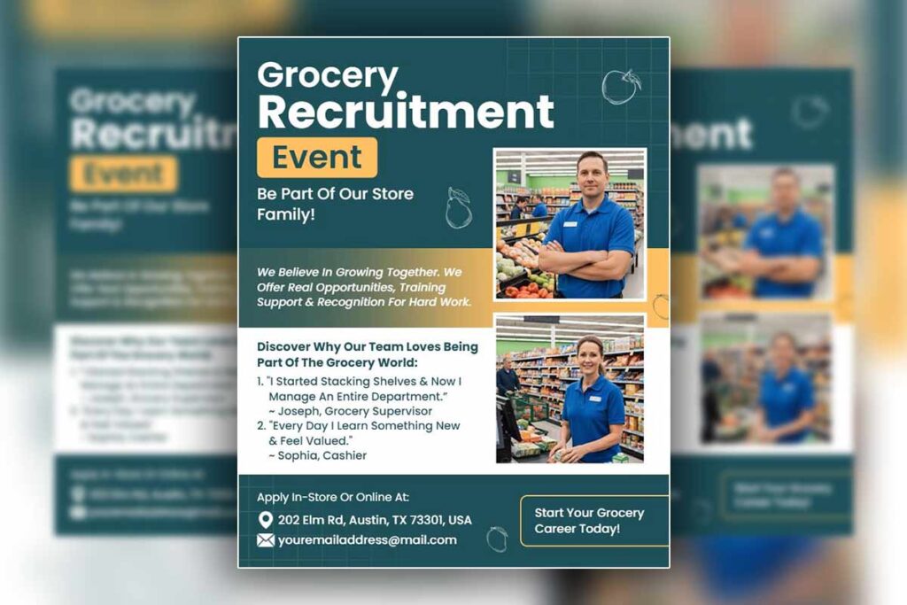 grocery store recruitment event flyer template