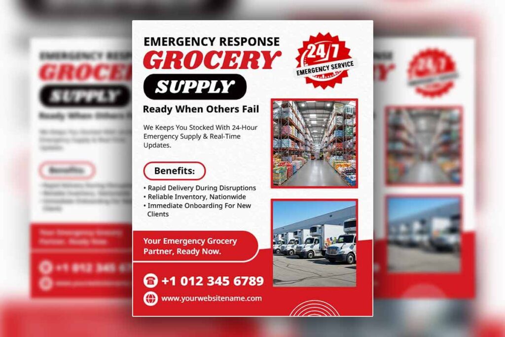 24/7 Grocery Supply Response Flyer Template