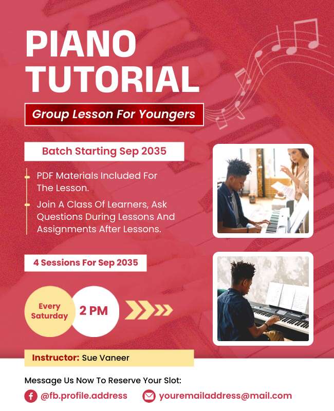 Group Piano Lessons Flyer Template