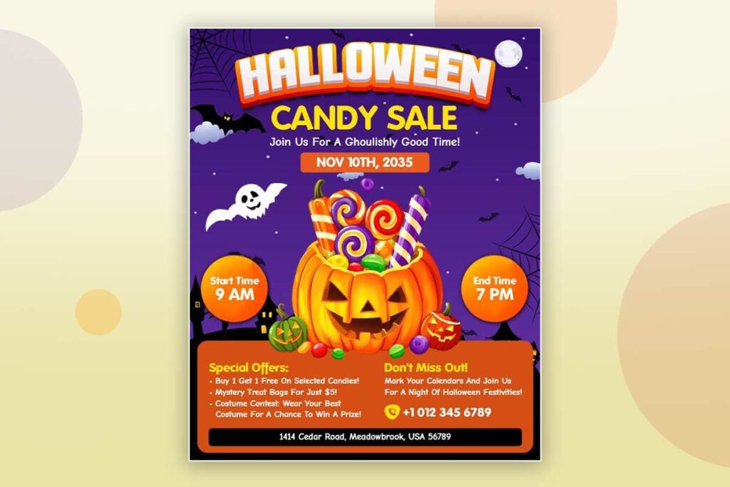 halloween candy sale flyer template