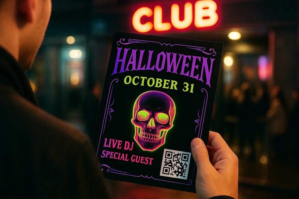 halloween club flyer neon design example
