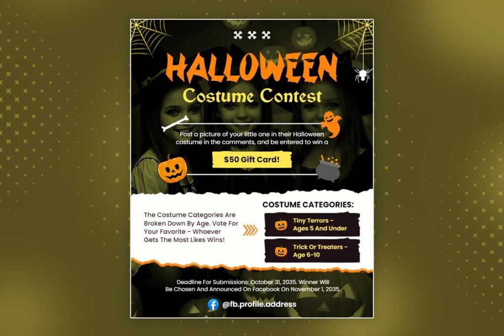 halloween costume contest flyer template