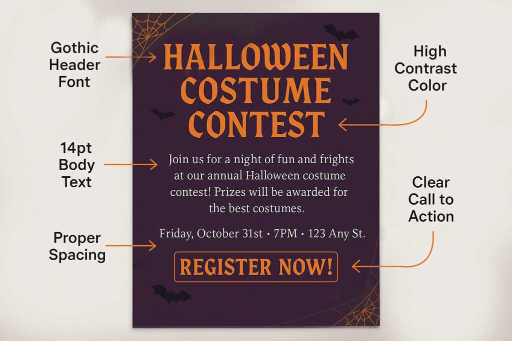 halloween costume contest flyer typography guide