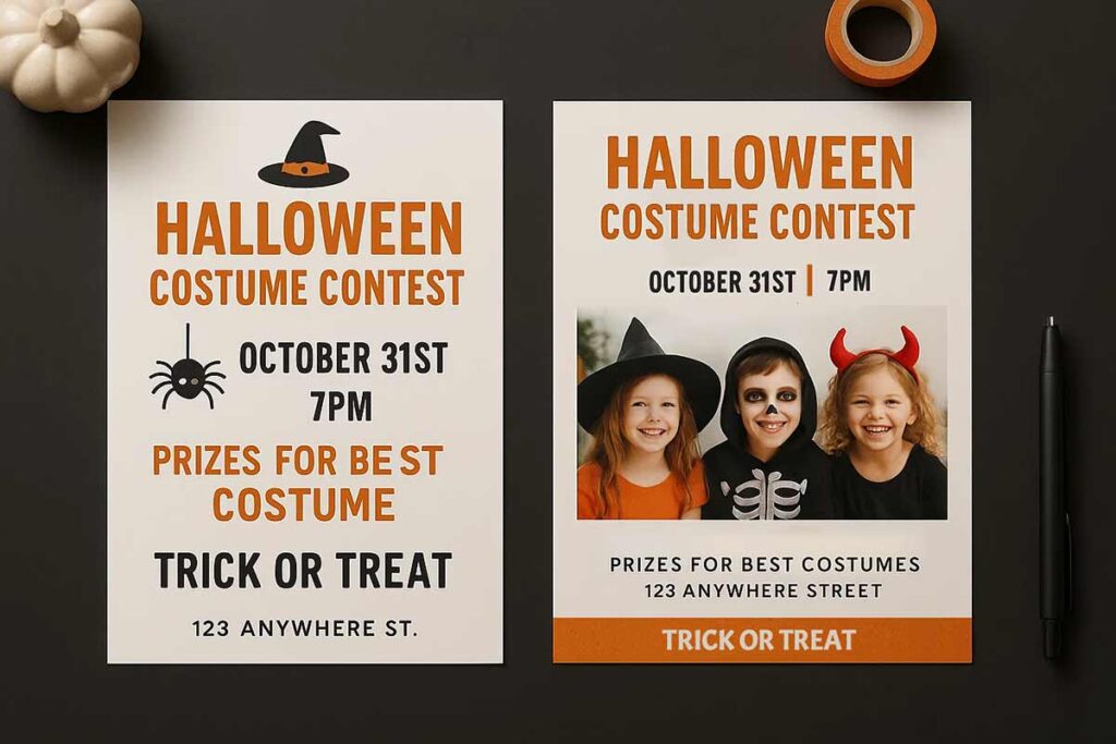 halloween costume contest flyers comparison