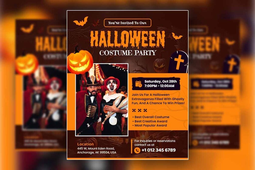 halloween costume party flyer template