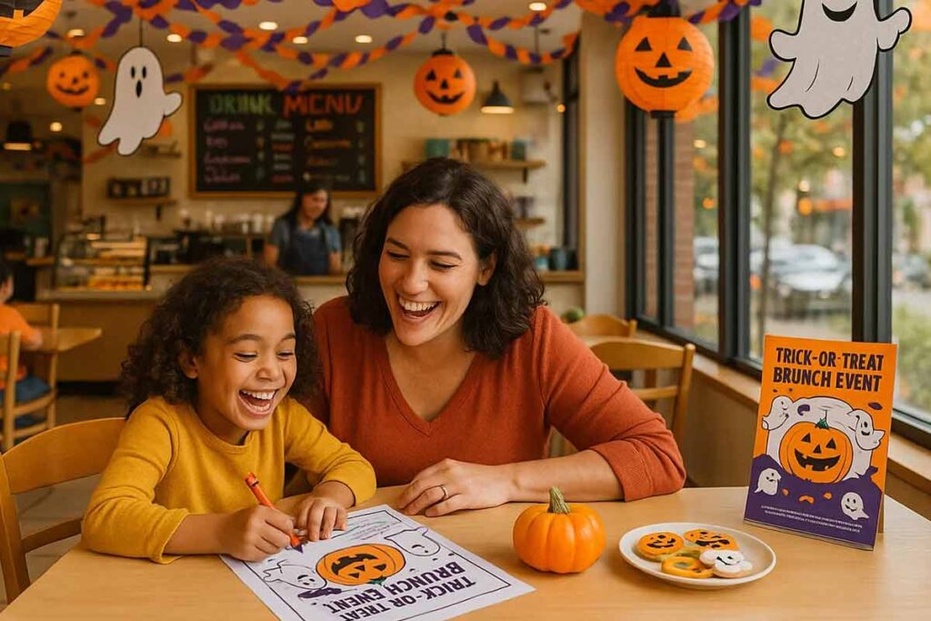 halloween family friendly cafe flyer