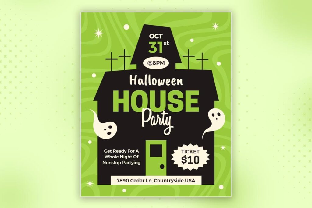 halloween house party poster template