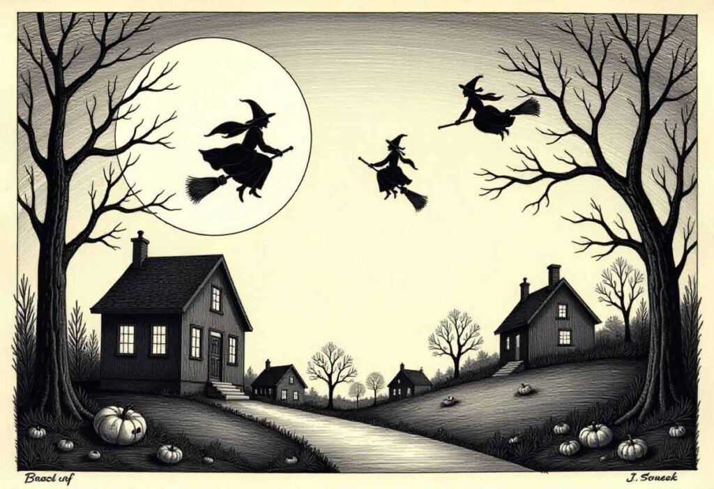 Halloween Old Print Illustration Image