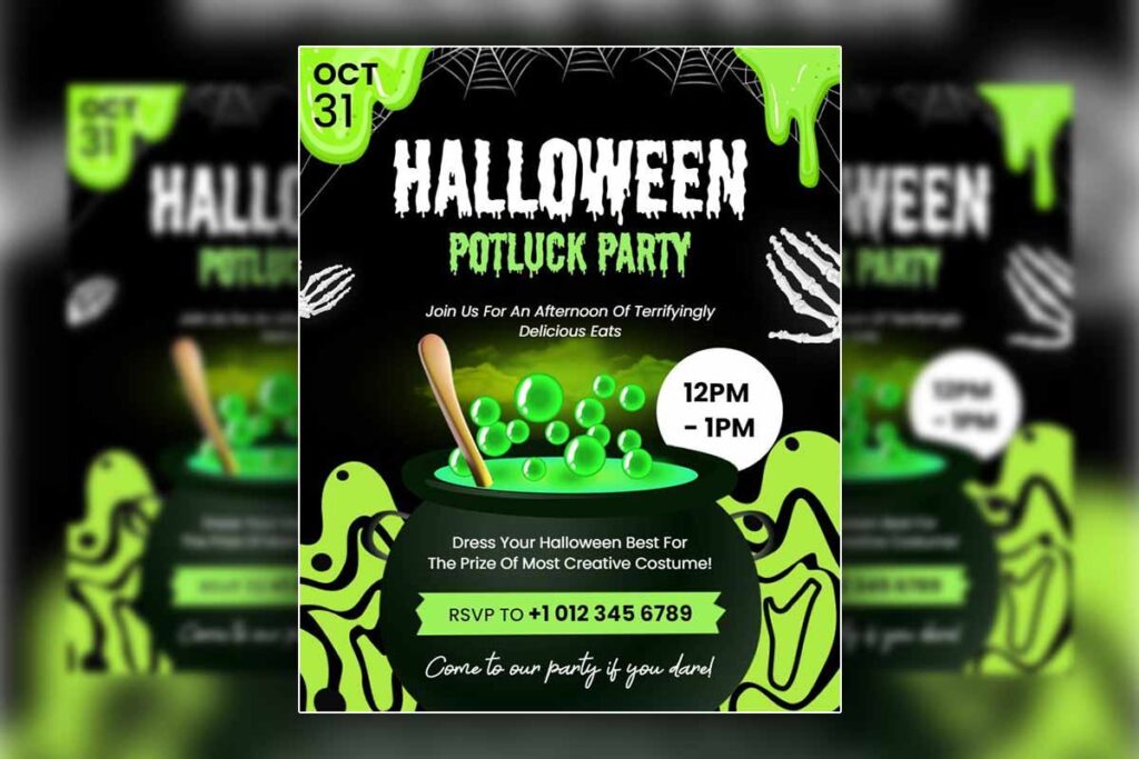 halloween potluck party flyer template