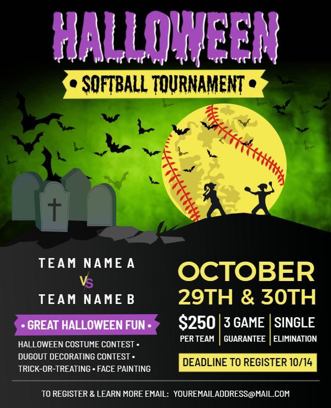 Halloween Softball Tournament Event Flyer