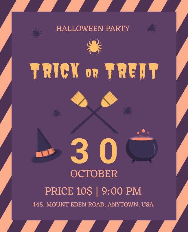 Halloween Trick or Treat Party Flyer Template