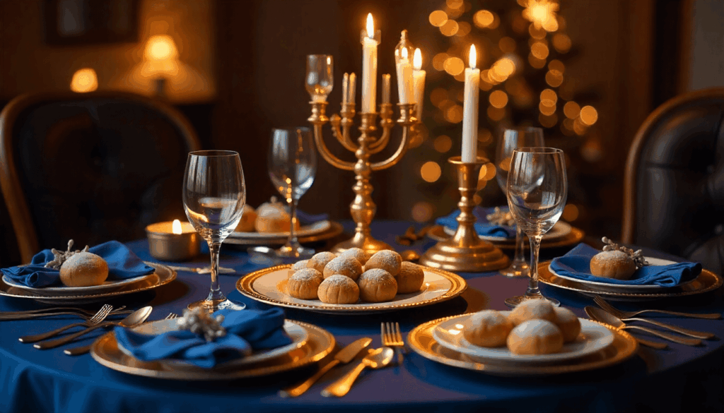 hanukkah feast celebration table