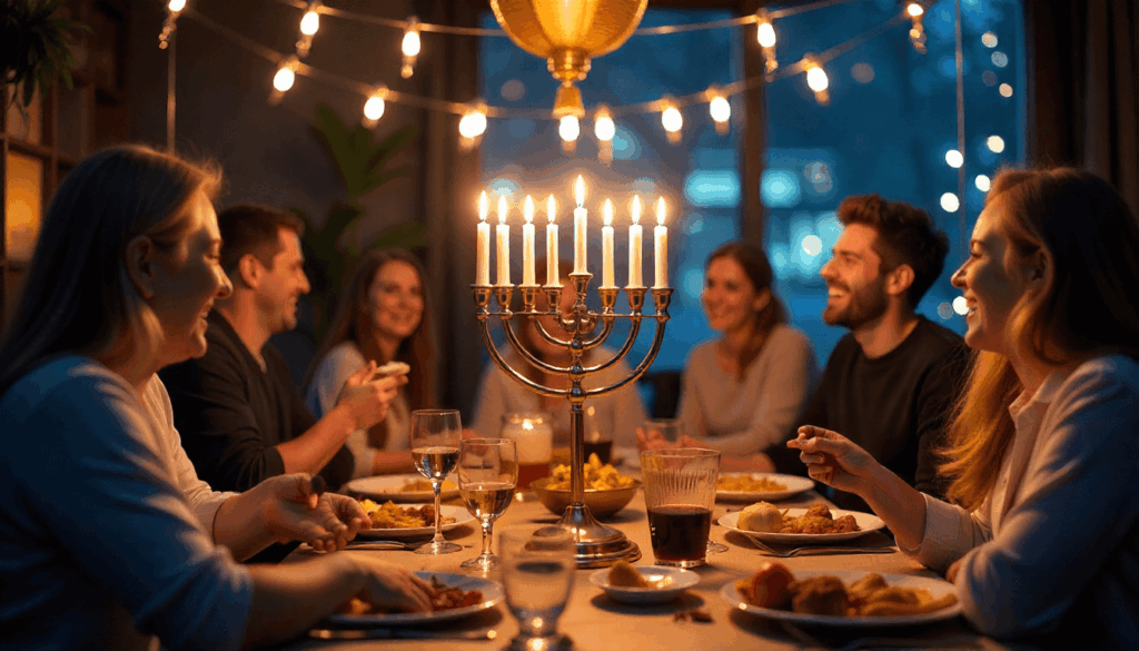 hanukkah party with decorations