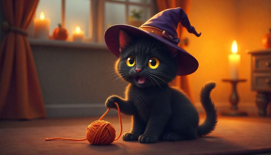 happy black cat
