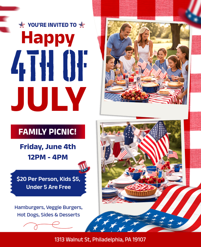 Happy Fourth Of July Invitation Template